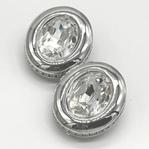 Swarovski Huge Faceted Crystal Silver Earrings